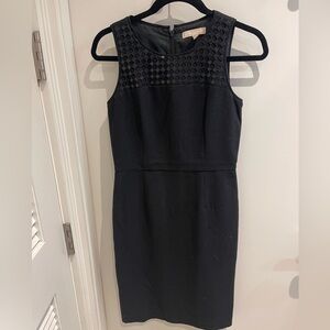 Banana Republic Black Textured Midi Wool Blend Dress